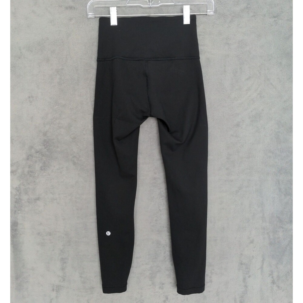Lululemon Wunder Train High Rise Ribbed Sz 2 Black 25" Everlux Leggings